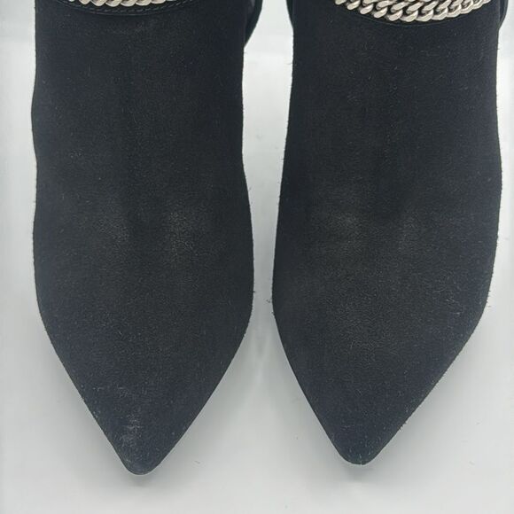 YSL Saint Laurent Paris 110 Black Suede Harness Chain Ankle Boots EU 40/ US 10 - Picture 4 of 12